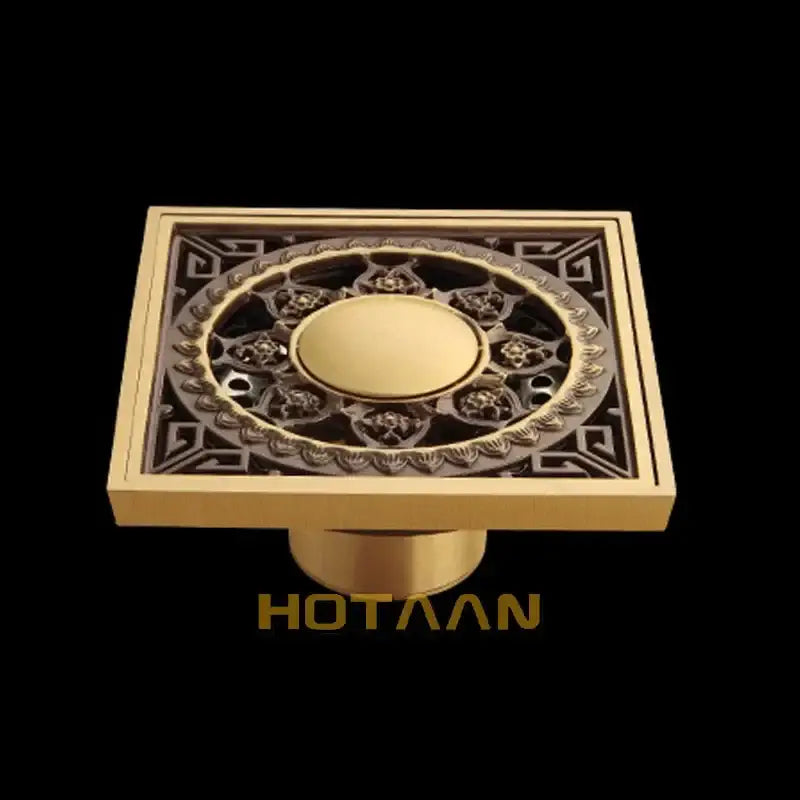 DecorBites™ Antique Brass Flower Art Bathroom Floor Drain Waste Grate