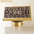 DecorBites™ Antique Brass Flower Art Bathroom Floor Drain Waste Grate