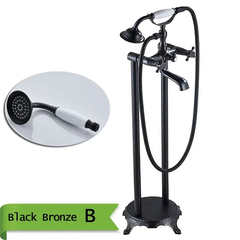 DecorBites™ Antique Brass Freestanding Bathtub Filler with Hand Shower