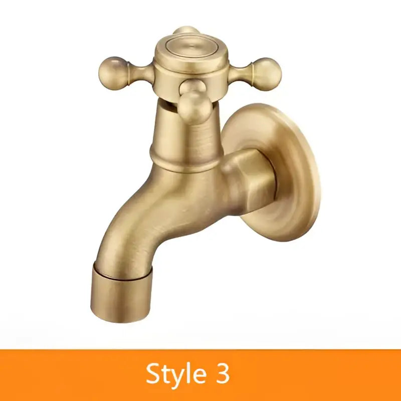 DecorBites™ Antique Brass Garden Bibcocks Single Cold Tap Faucet for Outdoor Use