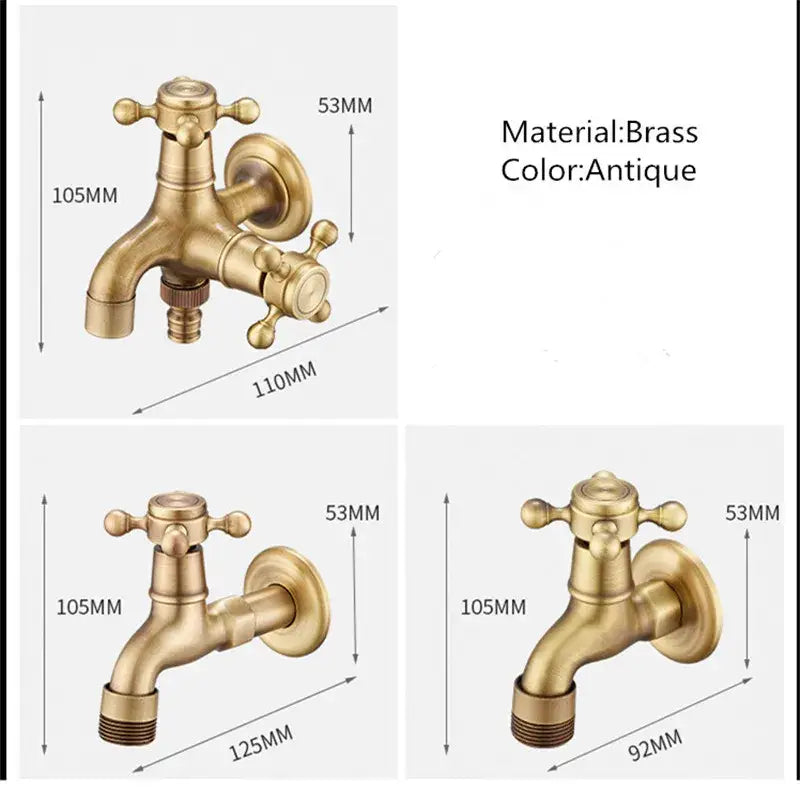 DecorBites™ Antique Brass Garden Bibcocks Single Cold Tap Faucet for Outdoor Use