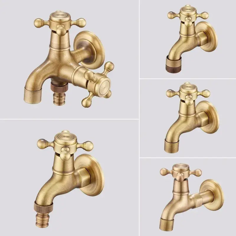 DecorBites™ Antique Brass Garden Bibcocks Single Cold Tap Faucet for Outdoor Use