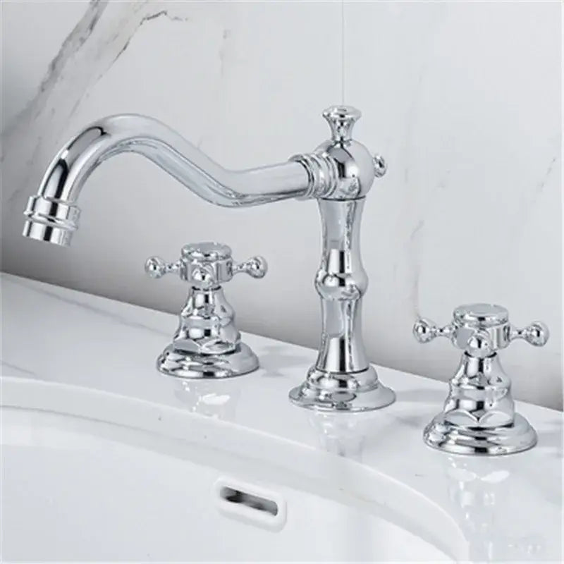 DecorBites™ Antique Brass Gold Bathroom Basin Faucet with Double Handles