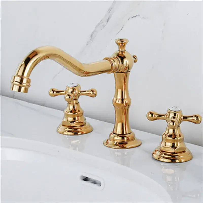 DecorBites™ Antique Brass Gold Bathroom Basin Faucet with Double Handles