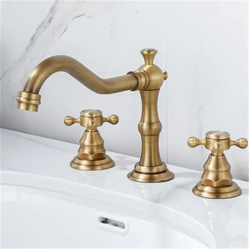 DecorBites™ Antique Brass Gold Bathroom Basin Faucet with Double Handles