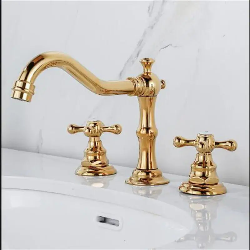 DecorBites™ Antique Brass Gold Bathroom Basin Faucet with Double Handles