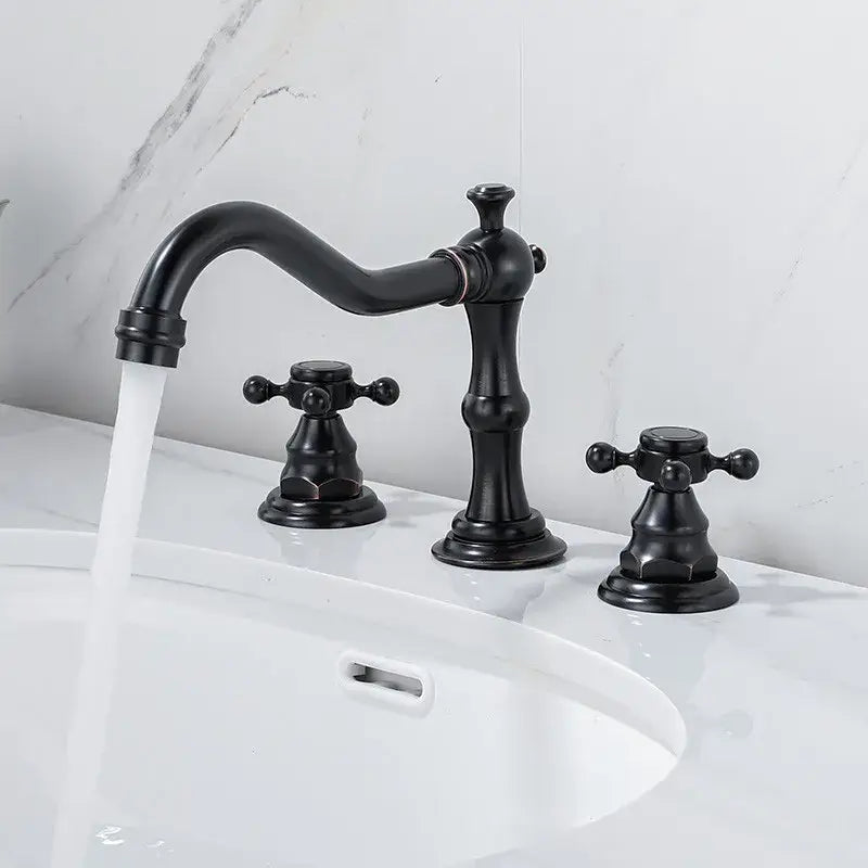 DecorBites™ Antique Brass Gold Bathroom Basin Faucet with Double Handles