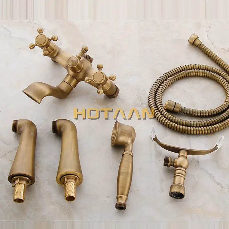 DecorBites™ Antique Brass Hand Held Shower Head Kit for Bathroom Bath Tub Faucet