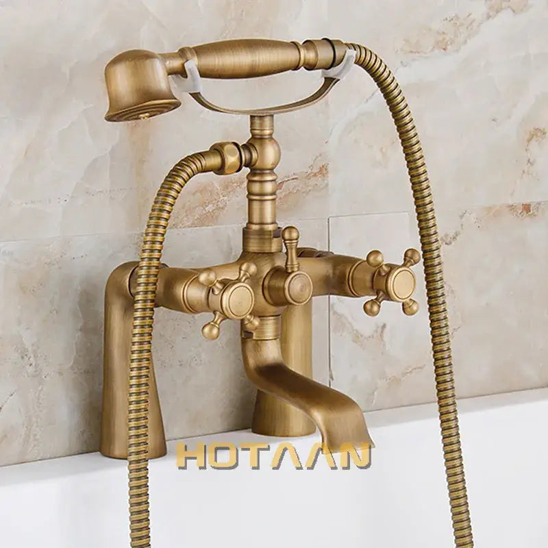 DecorBites™ Antique Brass Hand Held Shower Head Kit for Bathroom Bath Tub Faucet