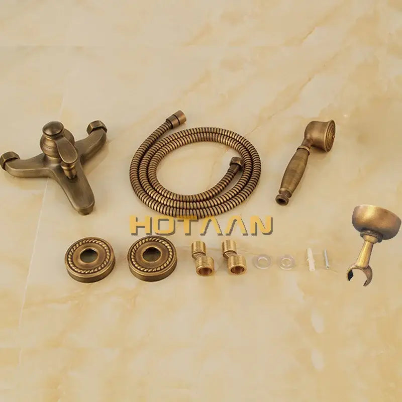 DecorBites™ Antique Brass Hand Held Shower Head Kit for Bathroom Wall Mount