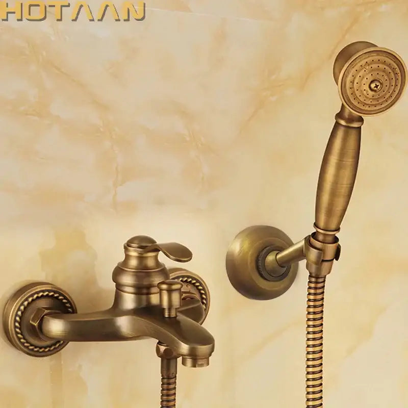 DecorBites™ Antique Brass Hand Held Shower Head Kit for Bathroom Wall Mount