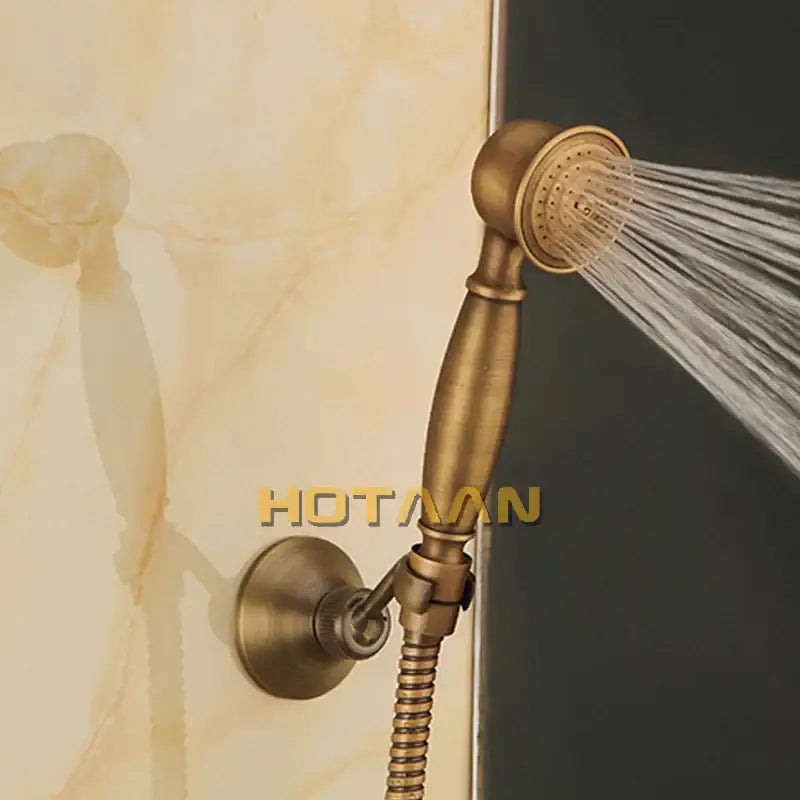 DecorBites™ Antique Brass Hand Held Shower Head Kit for Bathroom Wall Mount