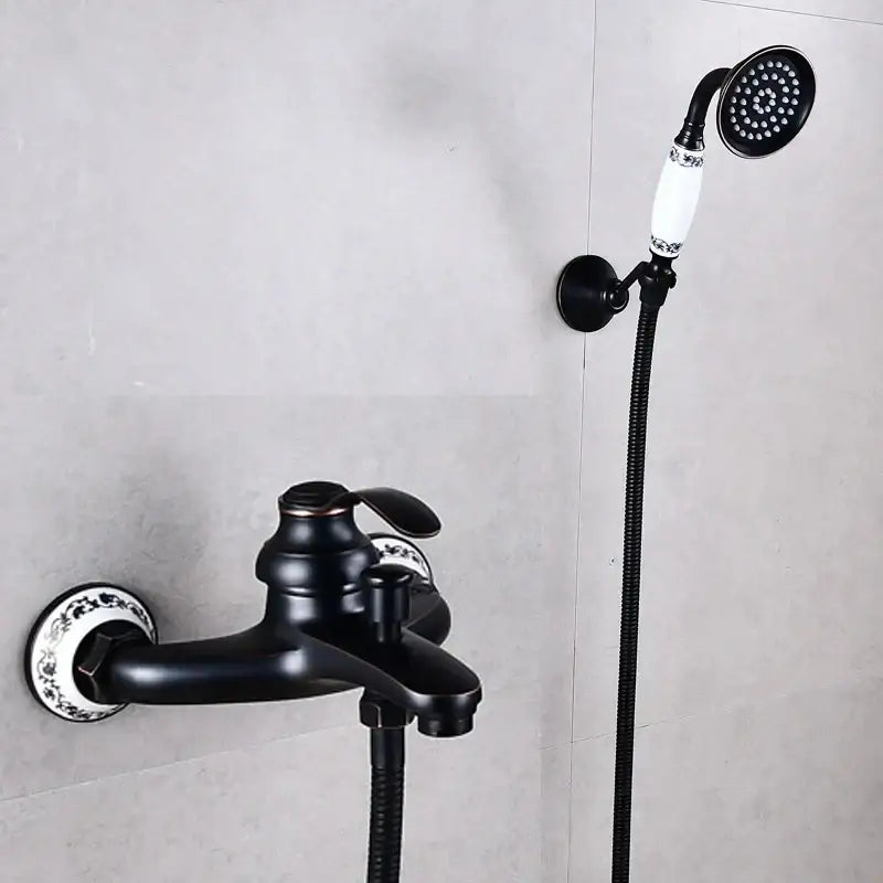 DecorBites™ Antique Brass Hand Held Shower Head Kit for Wall Mounted Bathtub - YT-5340-B