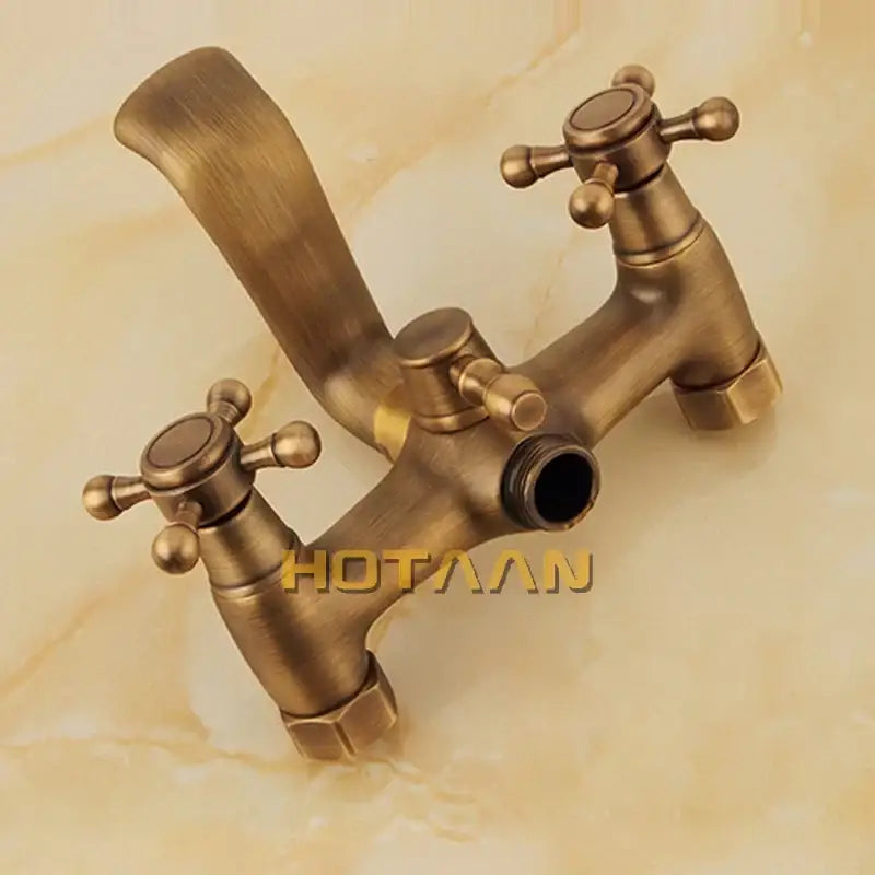 DecorBites™ Antique Brass Hand-Held Shower Head Kit - Wall Mounted Shower Faucet