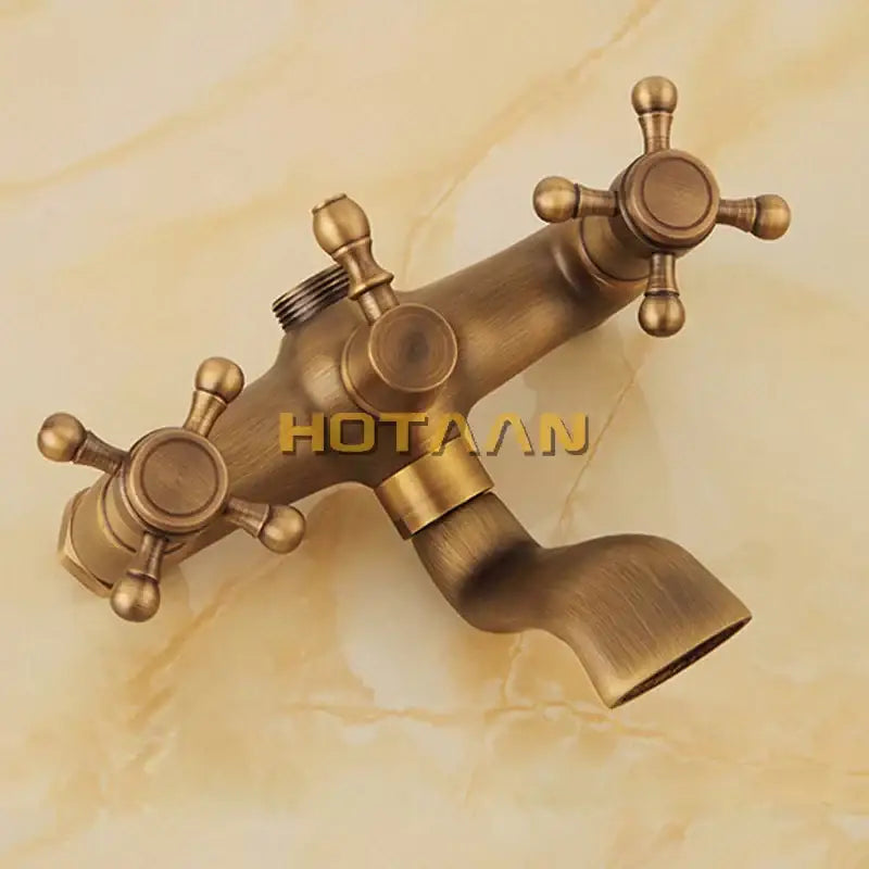 DecorBites™ Antique Brass Hand-Held Shower Head Kit - Wall Mounted Shower Faucet