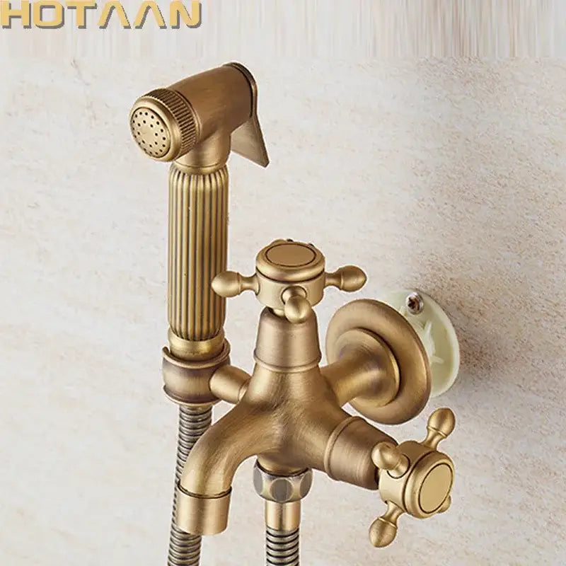 DecorBites™ Antique Brass Handheld Bidet Sprayer Set - Self Cleaning Hand Sprayer for Bathroom