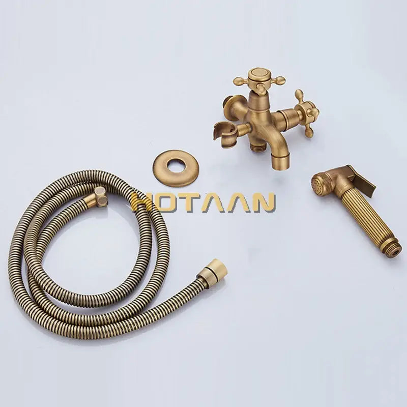 DecorBites™ Antique Brass Handheld Bidet Sprayer Set - Self Cleaning Hand Sprayer for Bathroom