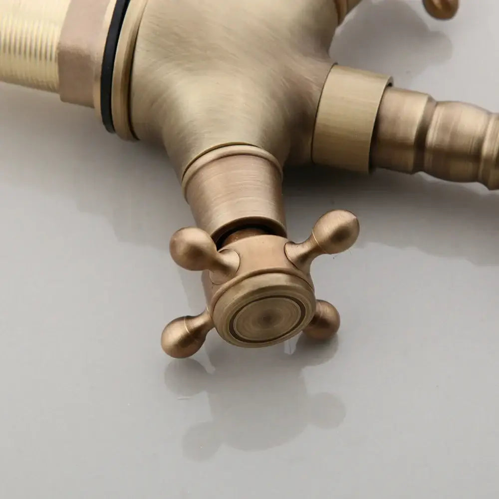 DecorBites™ Antique Brass Kitchen Bathroom Faucet Swivel Mixer Tap Dual Handles Deck Mount