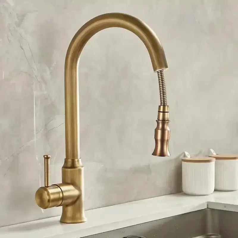 DecorBites™ Antique Brass Kitchen Faucet 360° Rotation Sink Mixer Tap - Tuqiu Design
