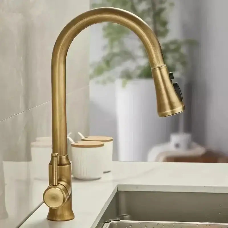 DecorBites™ Antique Brass Kitchen Faucet 360° Rotation Sink Mixer Tap - Tuqiu Design