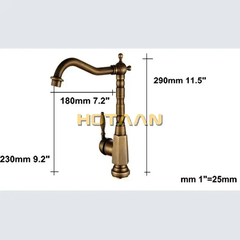 DecorBites™ Antique Brass Kitchen Faucet 360° Swivel Basin Sink Mixer Tap YT-6025