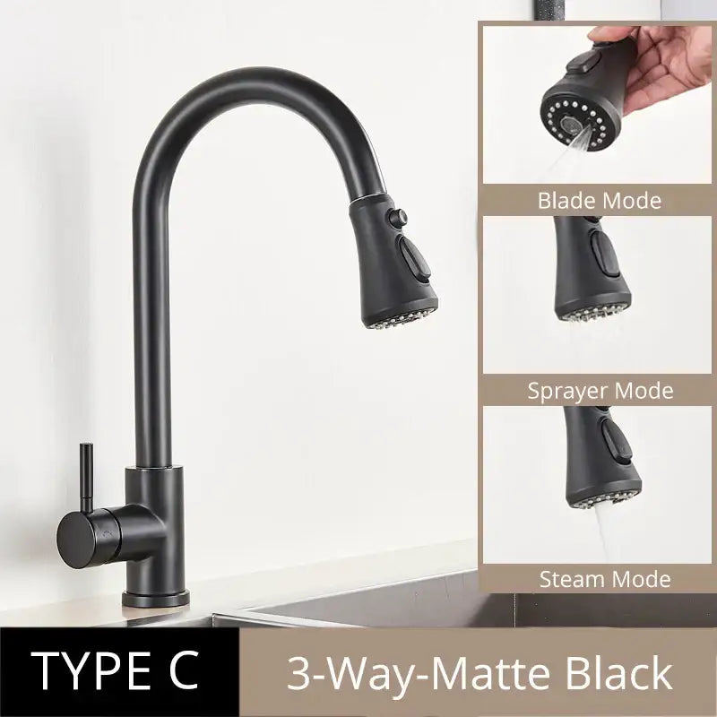 DecorBites™ Antique Brass Kitchen Faucet Pull Out Single Handle Mixer Tap 360 Rotation