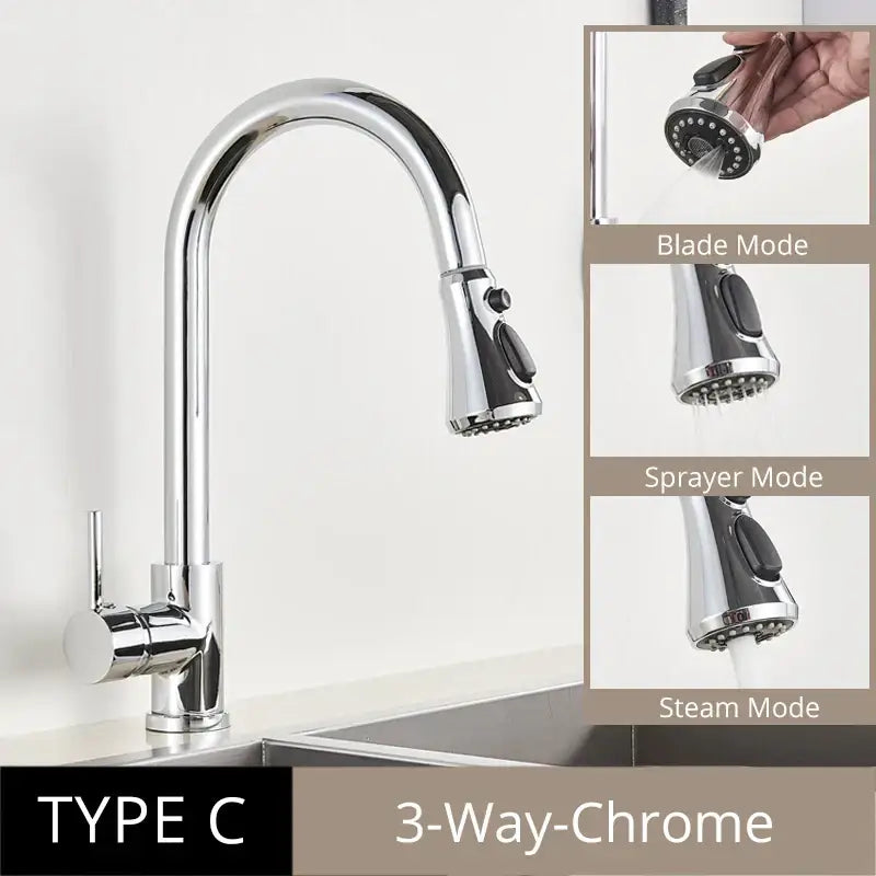 DecorBites™ Antique Brass Kitchen Faucet Pull Out Single Handle Mixer Tap 360 Rotation