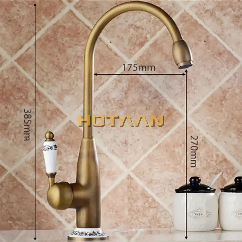DecorBites™ صنبور مطبخ نحاسي عتيق - خلاط حوض دوار، دوران 360 درجة، خلاطات مياه ساخنة وباردة