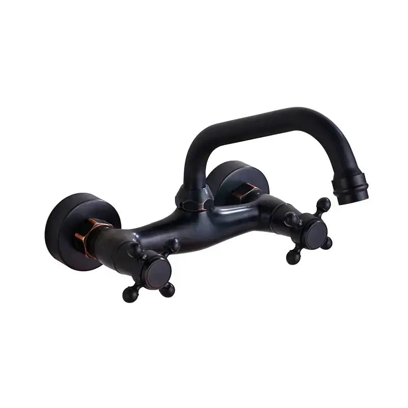 DecorBites™ Antique Brass Kitchen Faucet with Swivel Spout and Dual Handle Mixer