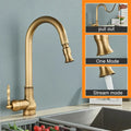DecorBites™ Antique Brass Kitchen Sink Faucet with Pull Down Swivel Spout