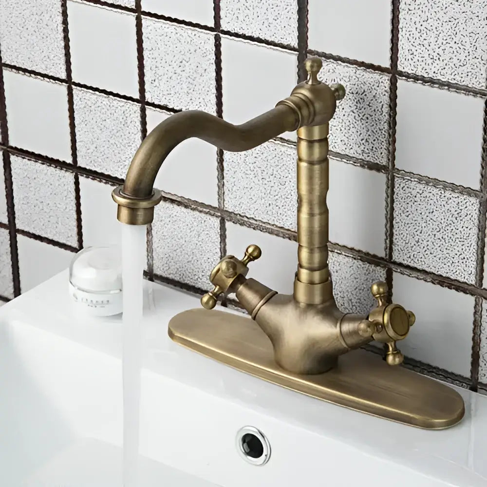 DecorBites™ Antique Brass Kitchen Tap Mixer Faucet Double Handles Sink Torneiras Cozinha