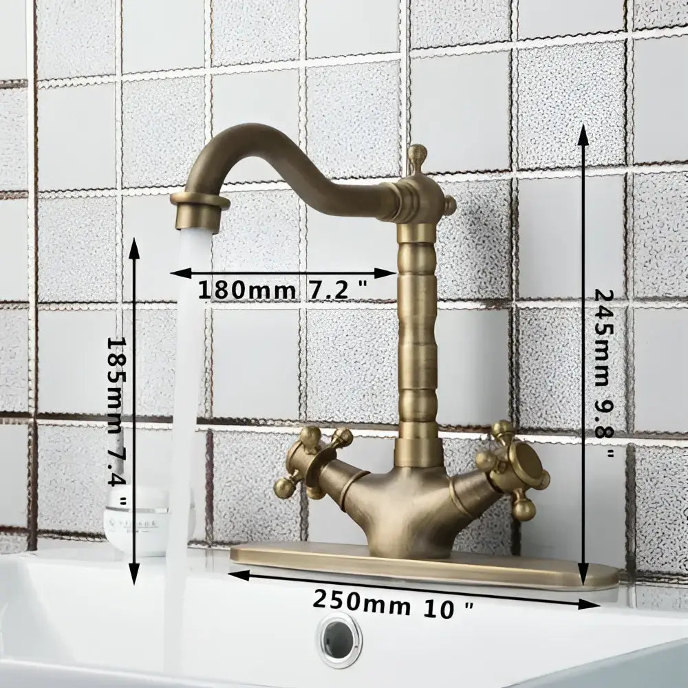 DecorBites™ Antique Brass Kitchen Tap Mixer Faucet Double Handles Sink Torneiras Cozinha