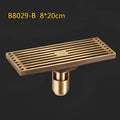 DecorBites™ Antique Brass Linear Shower Floor Drain with Art Carved Cover