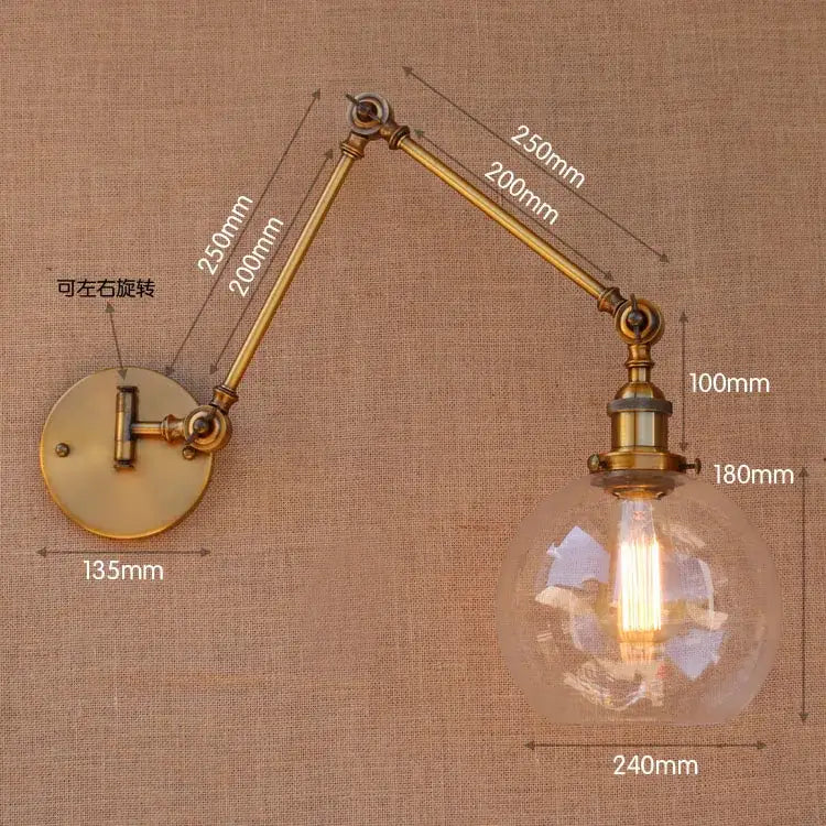 DecorBites™ Antique Brass Loft Industrial Wall Lamp Swing Arm Sconce