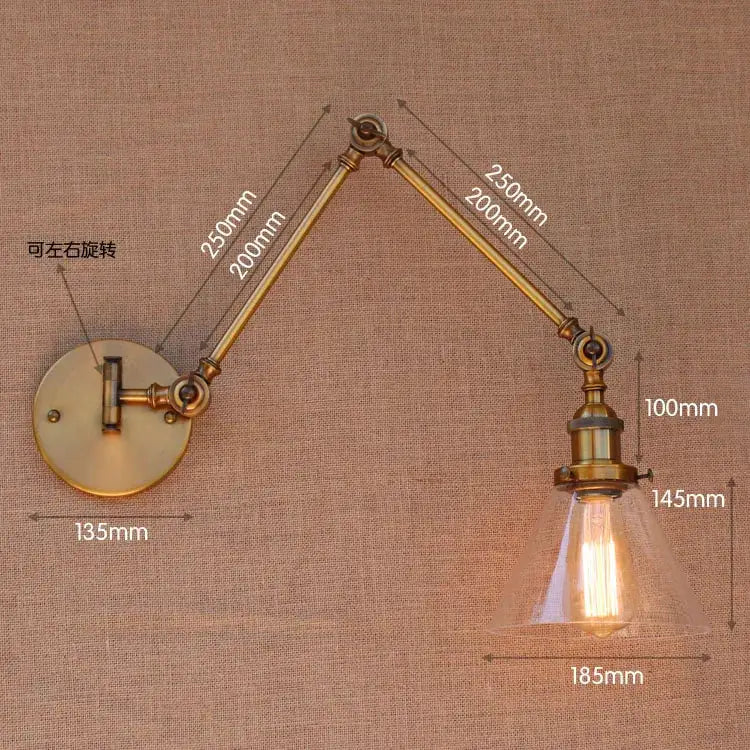 DecorBites™ Antique Brass Loft Industrial Wall Lamp Swing Arm Sconce
