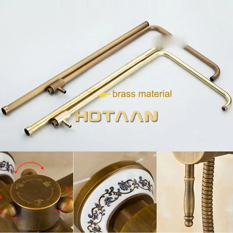 DecorBites™ Antique Brass Rainfall Shower Faucet Set with Hand Shower