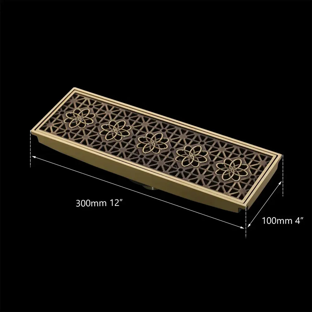 DecorBites™ Antique Brass Rectangle Bathroom Floor Drain Strainer - Deodorization Linear Design