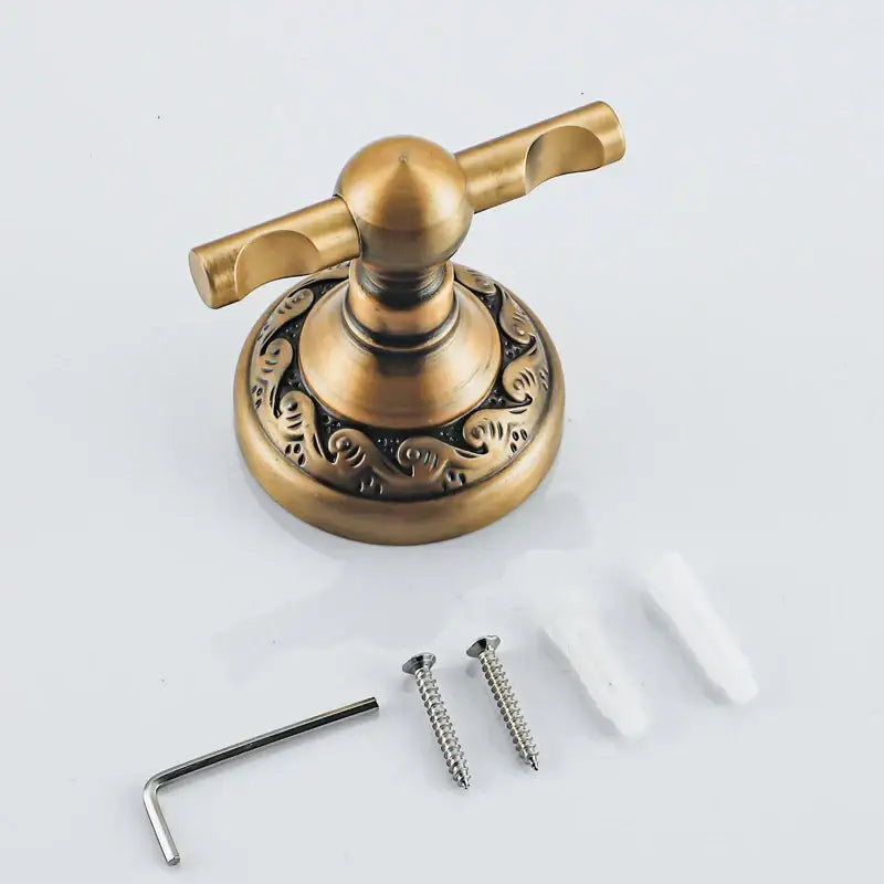 DecorBites™ Antique Brass Robe Hook: Durable Aluminium Bathroom Accessory