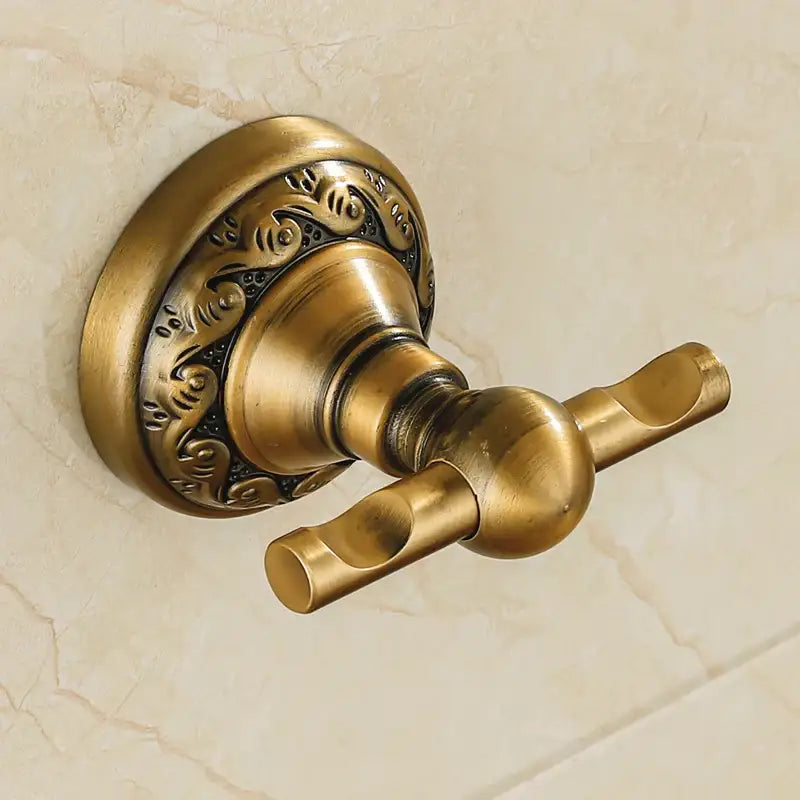DecorBites™ Antique Brass Robe Hook: Durable Aluminium Bathroom Accessory