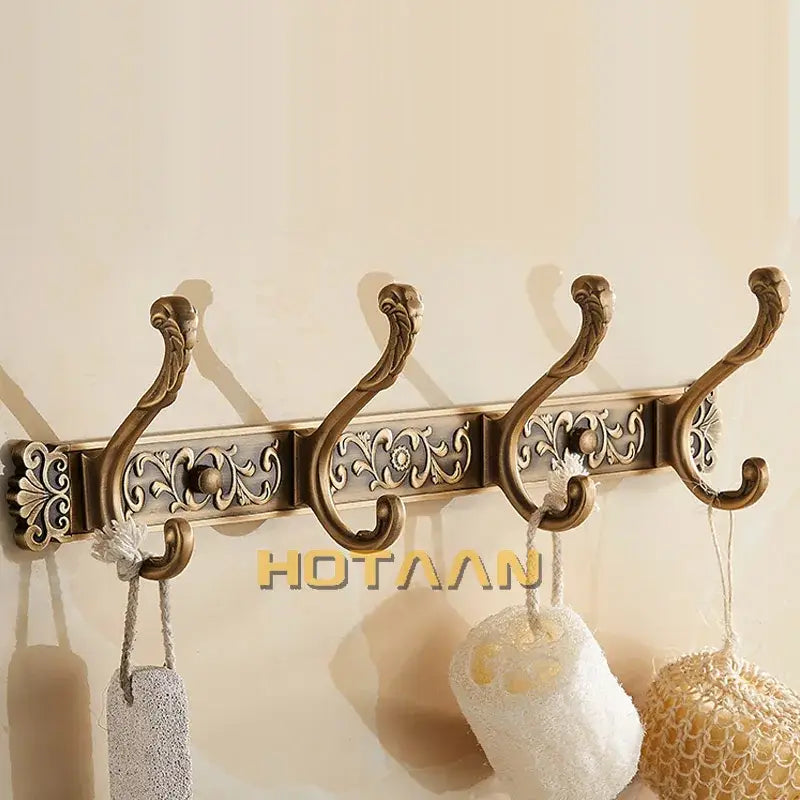 DecorBites™ Antique Brass Robe Hook Towel Holder Bathroom Accessories Wall Mount