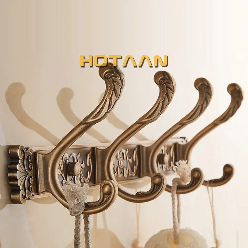 DecorBites™ Antique Brass Robe Hook Towel Holder Bathroom Accessories Wall Mount