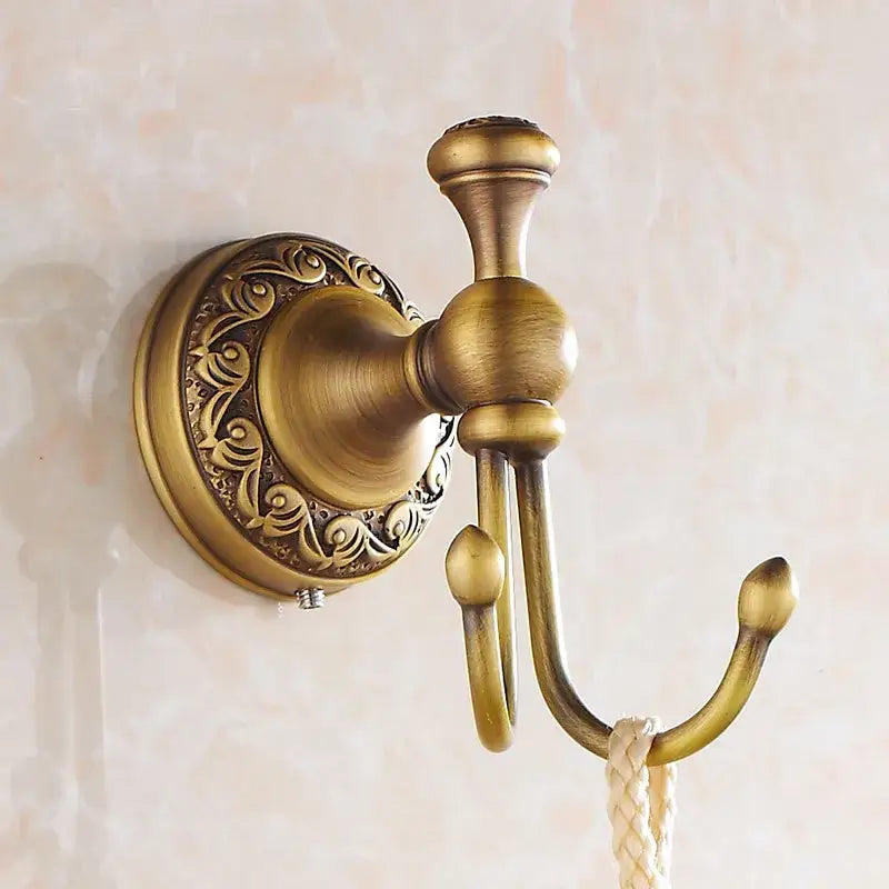 DecorBites™ Antique Brass Robe Hooks Retro Bathroom Accessories