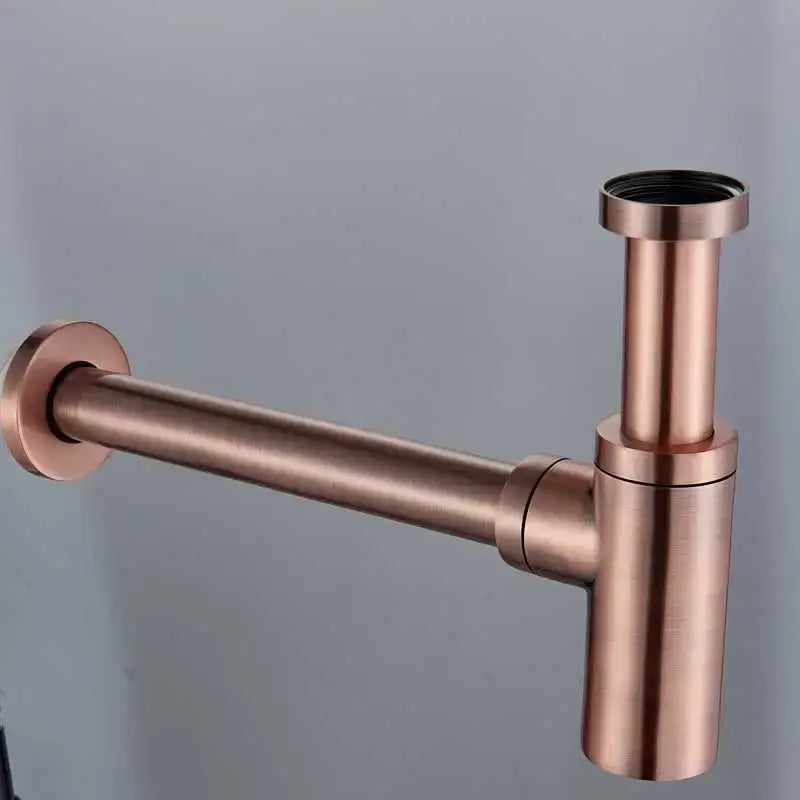 DecorBites™ Antique Brass Round Siphon P-Trap Bathroom Vanity Basin Pop-Up Drain
