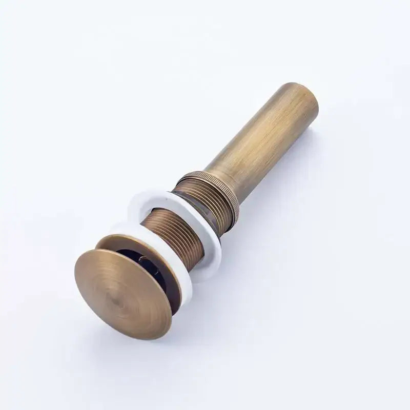 DecorBites™ Antique Brass Round Siphon P-Trap Bathroom Vanity Basin Pop-Up Drain