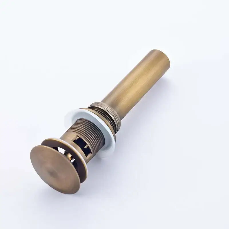 DecorBites™ Antique Brass Round Siphon P-Trap Bathroom Vanity Basin Pop-Up Drain