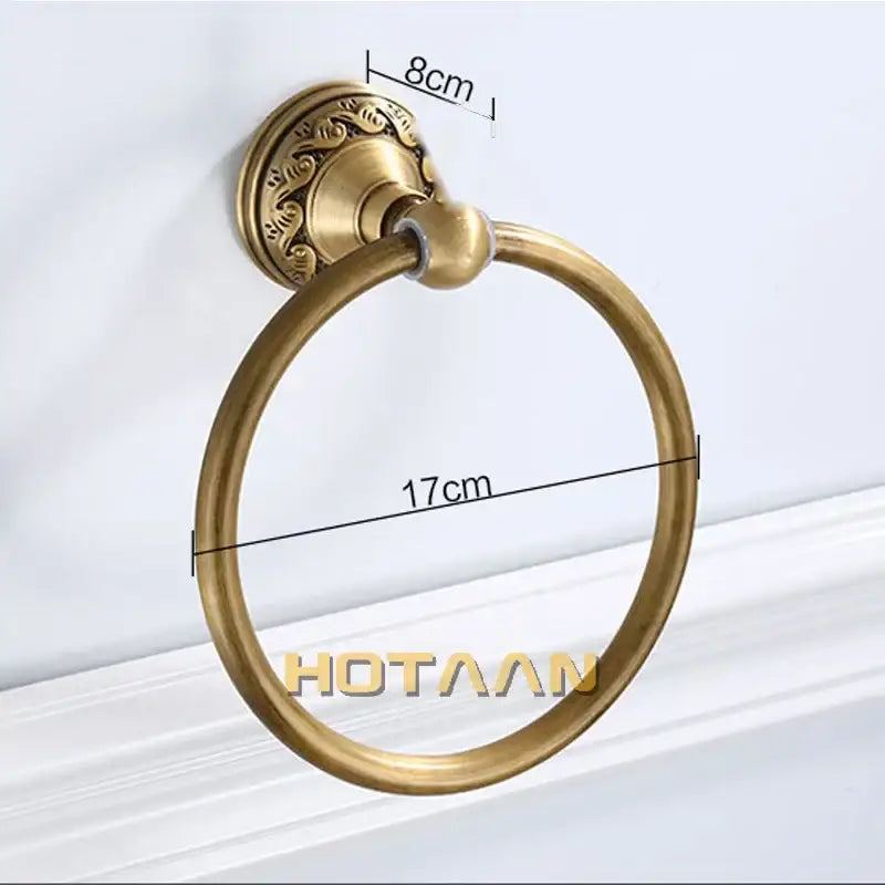 DecorBites™ Antique Brass Round Towel Ring for Elegant Bathroom - Wall Mounted Classic Design