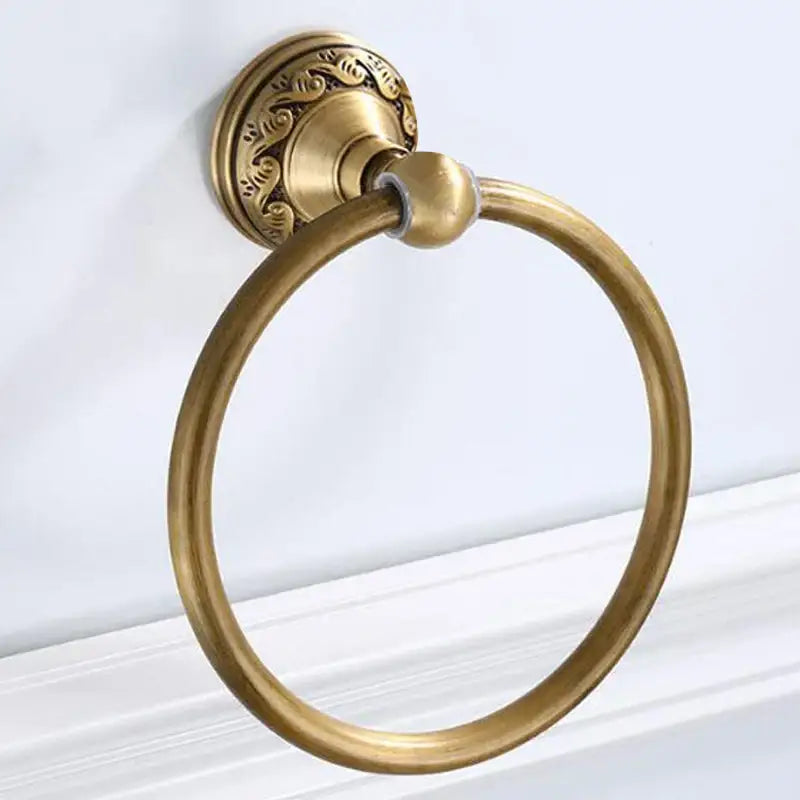 DecorBites™ Antique Brass Round Towel Ring for Elegant Bathroom - Wall Mounted Classic Design