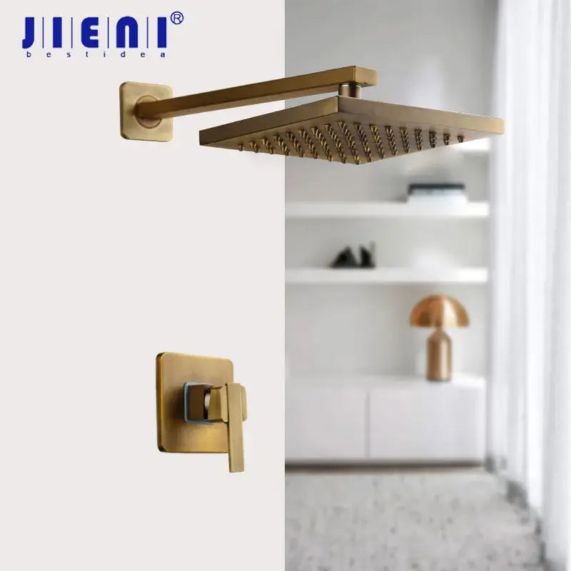 DecorBites™ طقم صنبور دش مطري مثبت على الحائط من النحاس العتيق بمسكتين