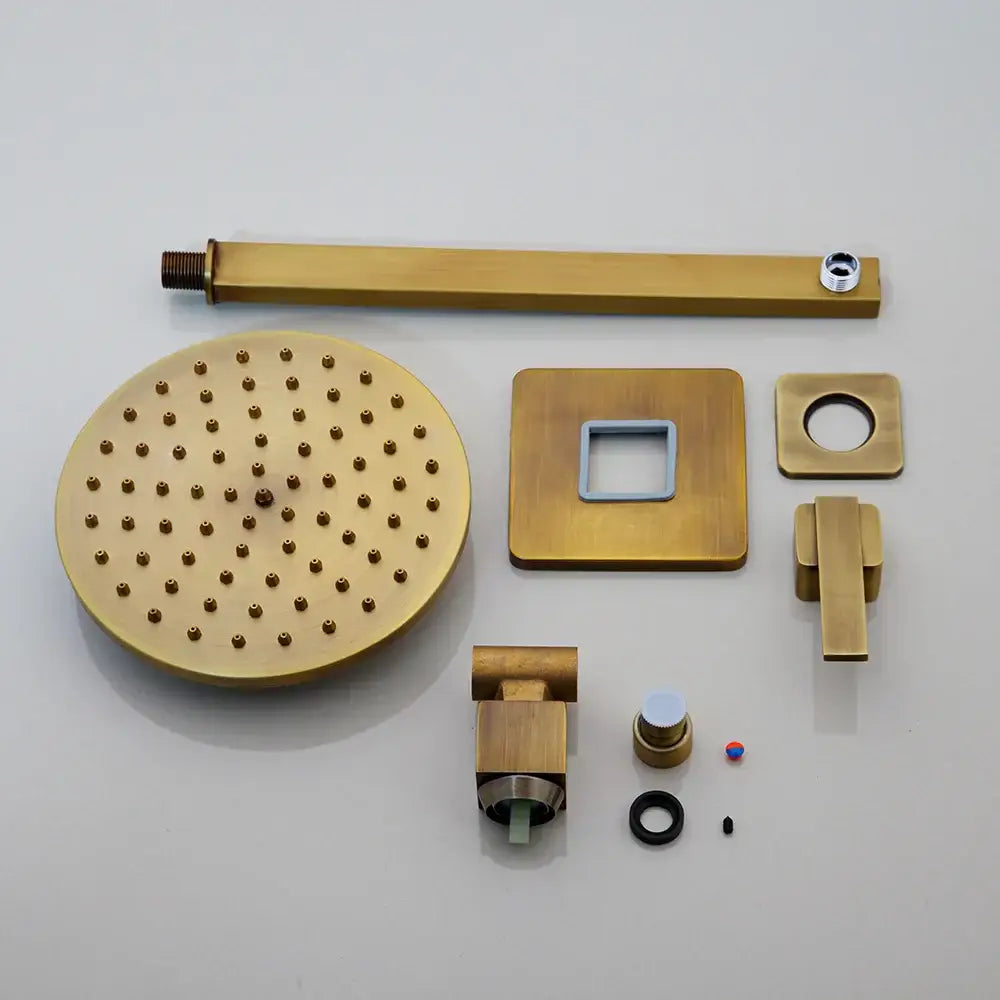 DecorBites™ طقم صنبور دش مطري مثبت على الحائط من النحاس العتيق بمسكتين