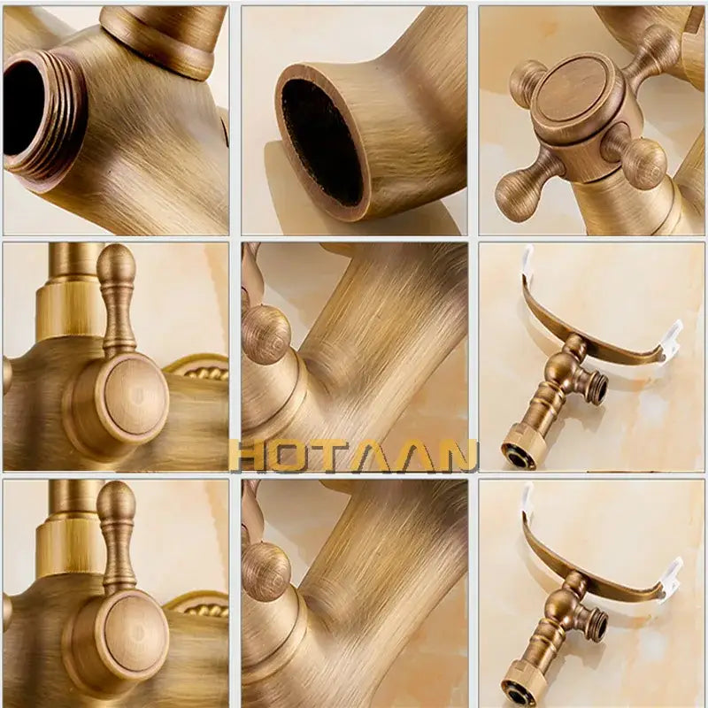 طقم صنبور دش نحاسي عتيق DecorBites™ مع رأس دش يدوي يثبت على الحائط